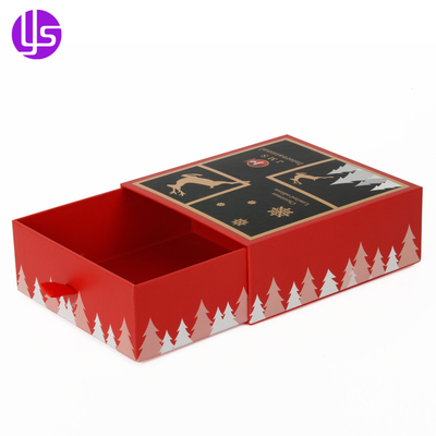 Custom Logo Luxury Slide Drawer Gold Metallic Paper Necklace Velvet Jewelry Box