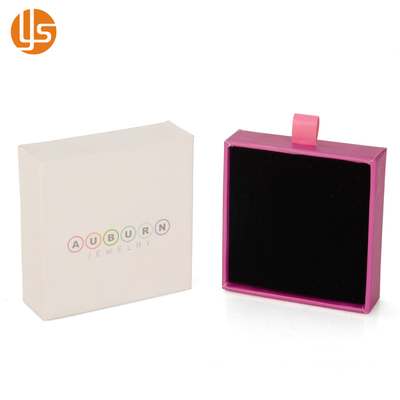 Custom Logo Rigid Slide Drawer Paper Velvet Jewellery Boxes For Jewelry